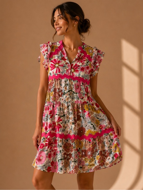 entro Dresses & Skirts - Floral Tiered Midi Dress | Women's Size Small | Cottagecore Boho Floral